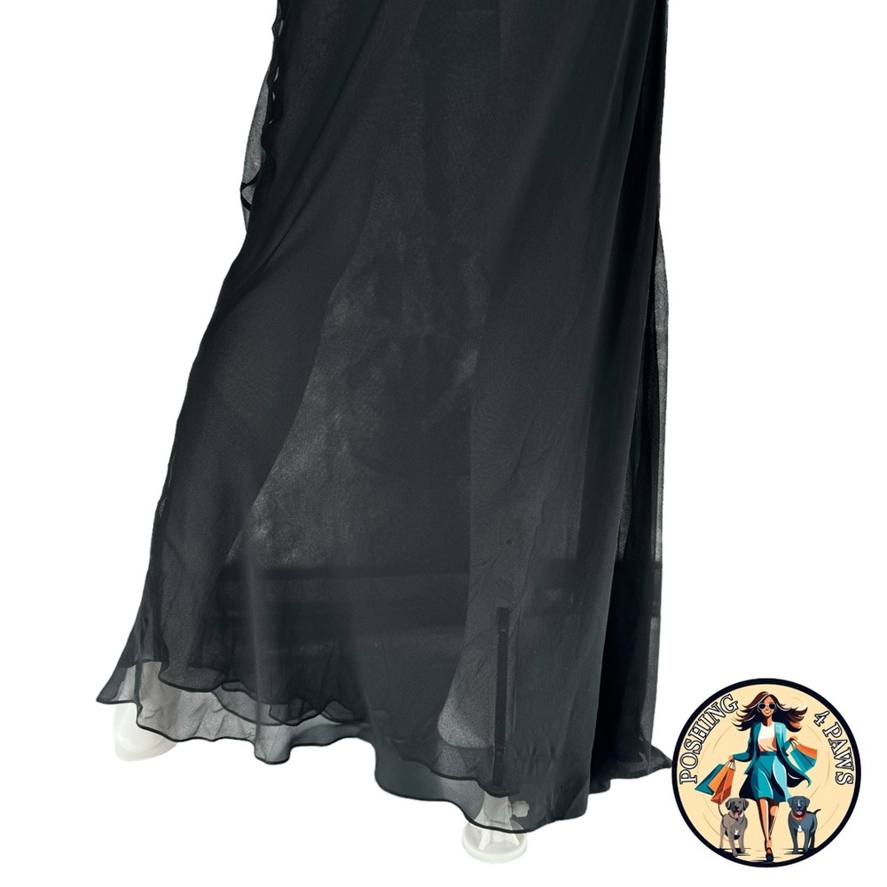 Christopher Esber Silk Formal Sheer Draped Cowl Tank Maxi Dress in Black Size 6 - Picture 8 of 12